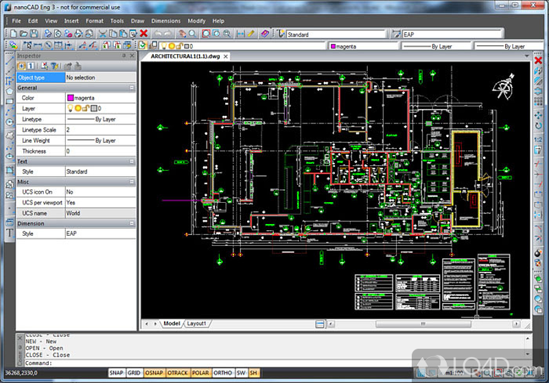 Free Professional Grade CAD Software - Screenshot of nanoCAD