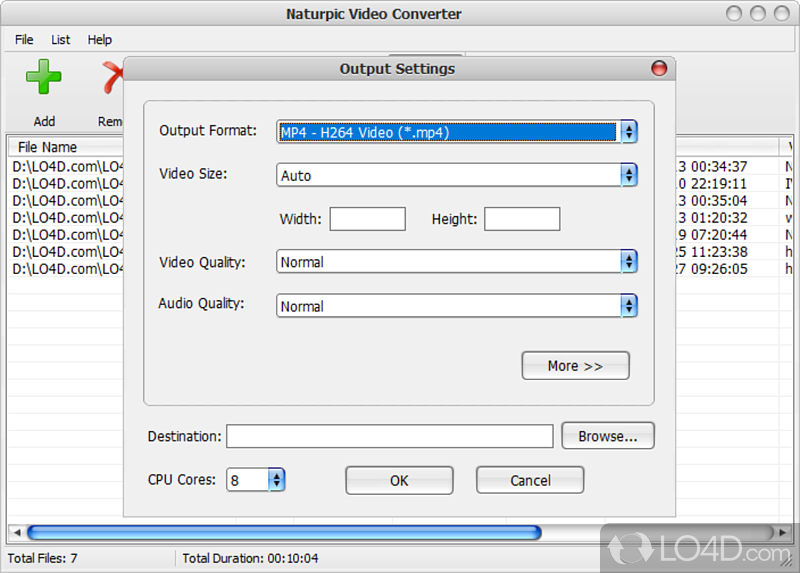 Visual design and file support - Screenshot of Naturpic Video Converter