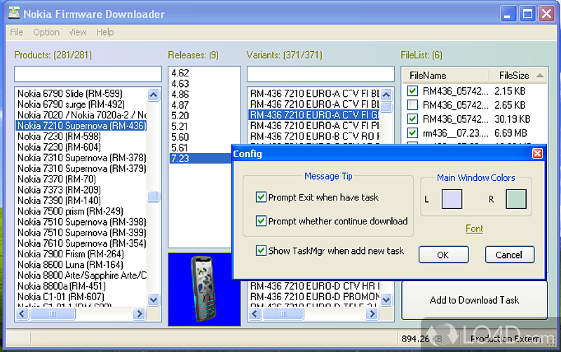 NaviFirmEx: User interface - Screenshot of NaviFirmEx