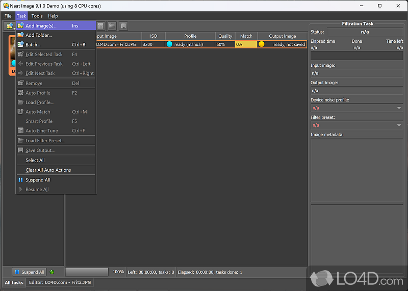 Reduce visible noise in digital photographic images - Screenshot of Neat Image