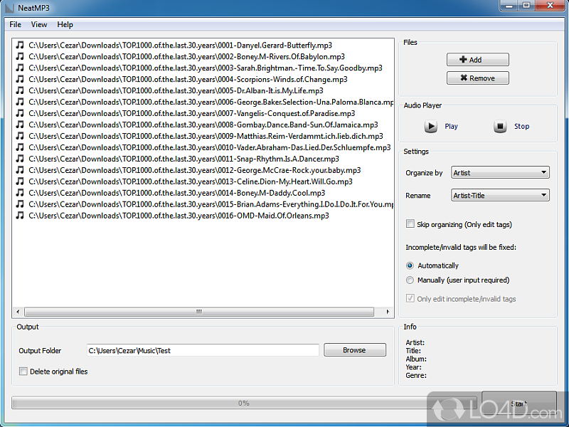Quickly and easily organize music collection and edit audio tags - Screenshot of NeatMP3