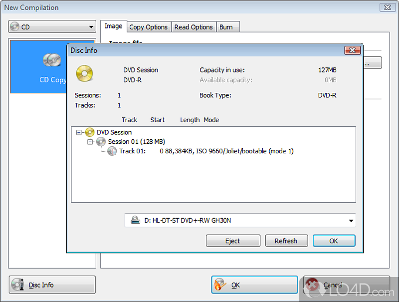 Software utility for burning CD, DVD and Blu-ray discs, providing advanced tools that can be accessed with a interface - Screenshot of Nero Burning ROM