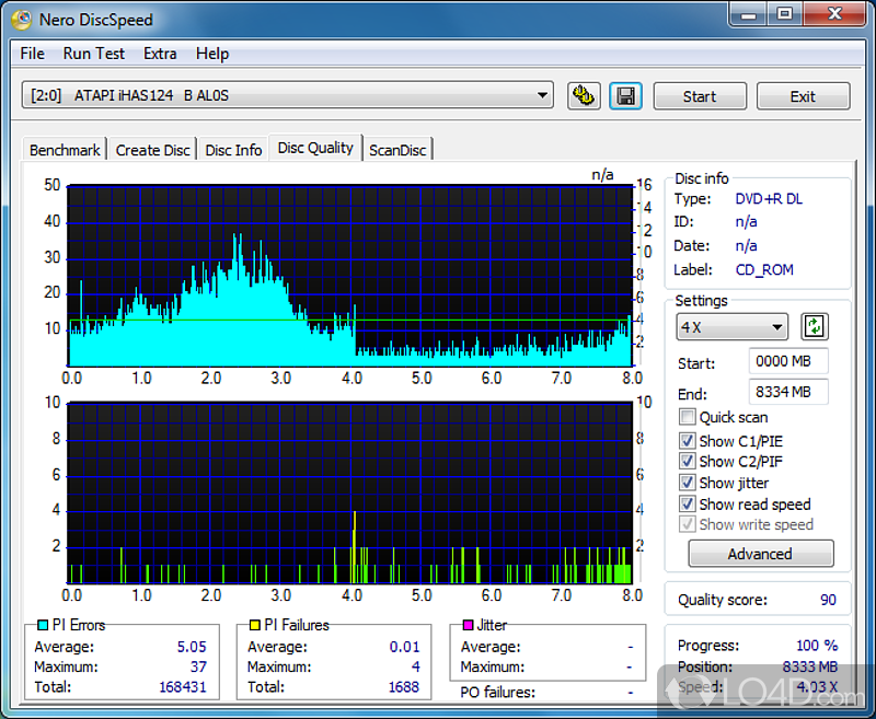 Powerful CD-ROM benchmark utility that retrieves information related to drive speed - Screenshot of Nero DiscSpeed