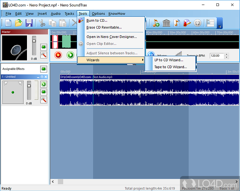 Nero SoundTrax: User interface - Screenshot of Nero SoundTrax