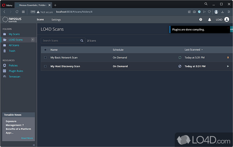 Scan home networks for vulnerabilities with easy patching - Screenshot of Nessus