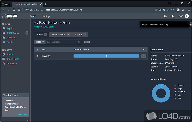 Complete and network vulnerability scanner for quick and easy patching, configuration - Screenshot of Nessus