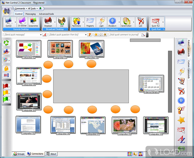 Complete set of control and messaging features - Screenshot of Net Control 2