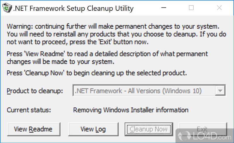 .NET Framework Cleanup Tool: Performance - Screenshot of .NET Framework Cleanup Tool