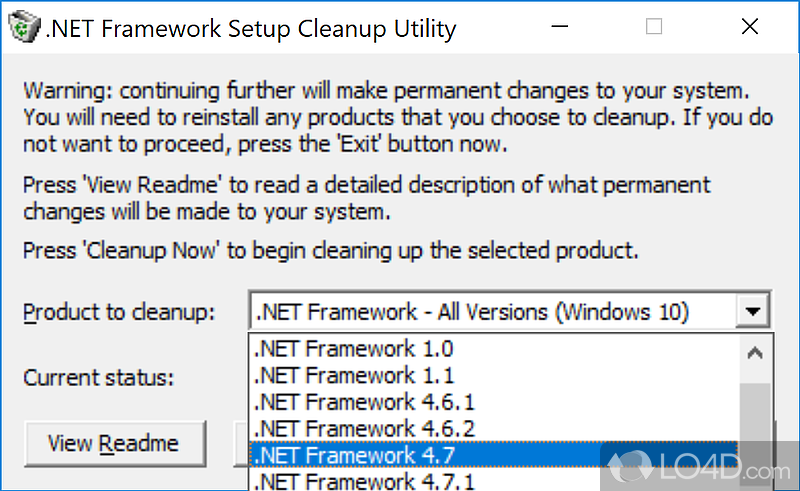 Command-line support - Screenshot of .NET Framework Cleanup Tool
