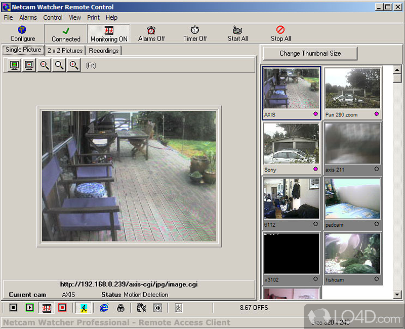Monitor and record IP cameras - Screenshot of Netcam Watcher Professional