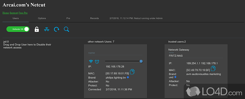 Find network computers by IP, manage connections - Screenshot of Netcut