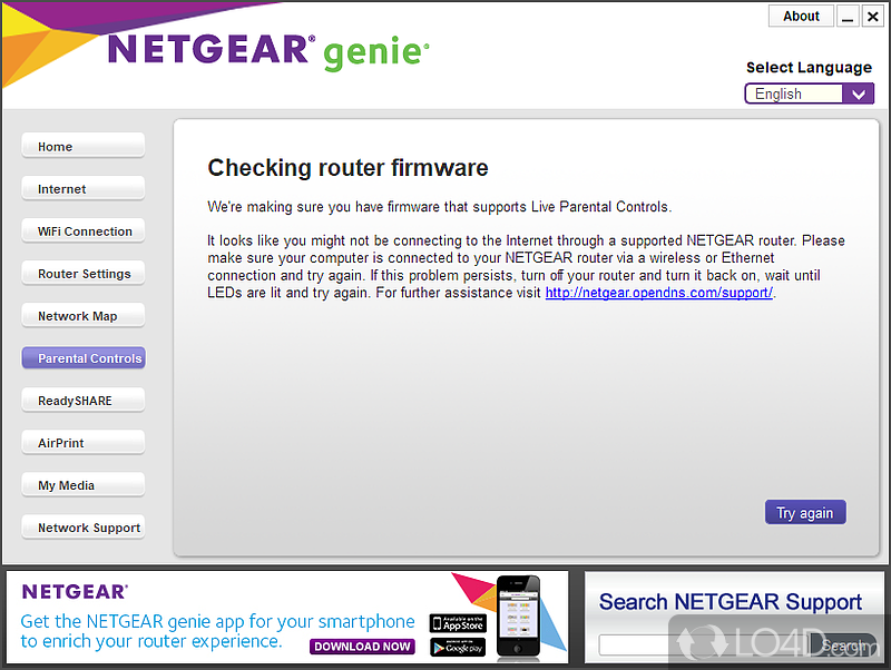 Wide-ranging distribution support - Screenshot of NETGEAR Genie
