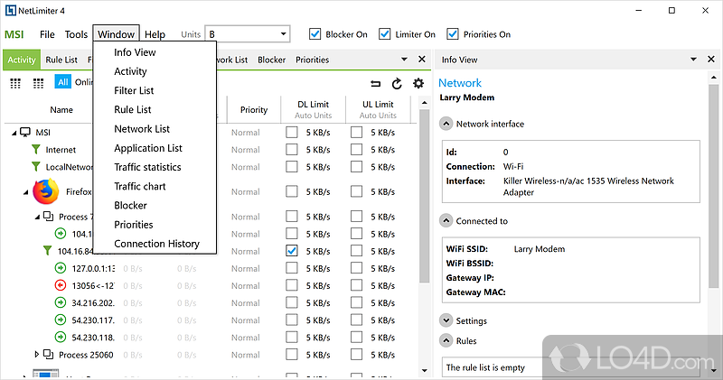 Additional network information - Screenshot of NetLimiter