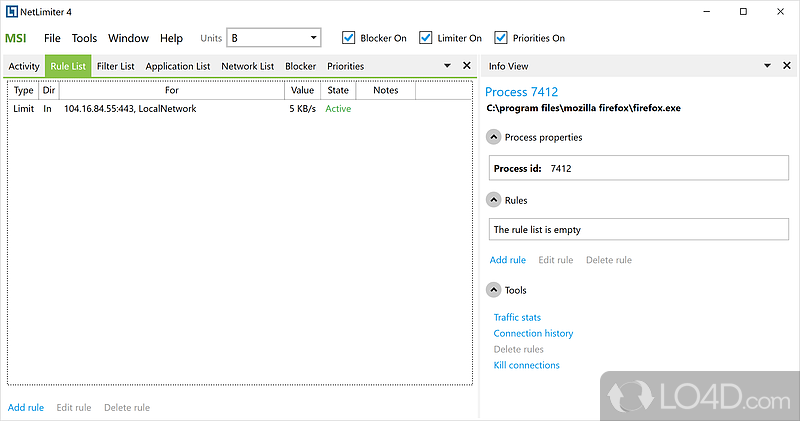 Ultimate internet traffic control and monitoring tool - Screenshot of NetLimiter