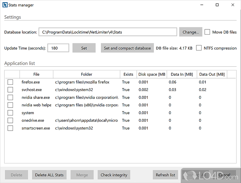 NetLimiter: Statistical tool - Screenshot of NetLimiter