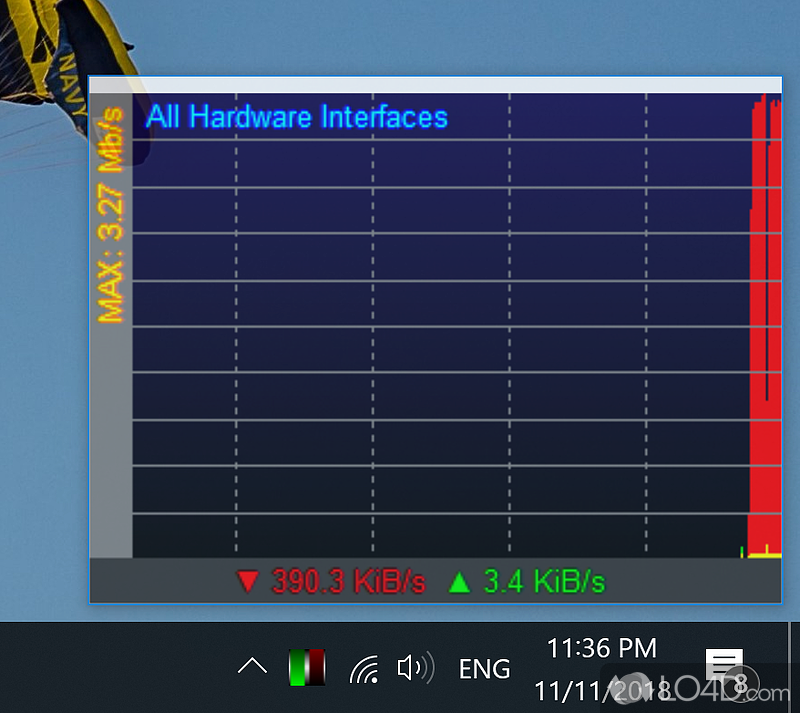 Network software that will monitor Internet bandwidth usage - Screenshot of NetMeter EVO
