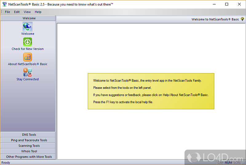 Suite which provides standard Internet tools for network admins: Ping, Traceroute, Whois, Ping scan, graphical Ping - Screenshot of NetScanTools Basic