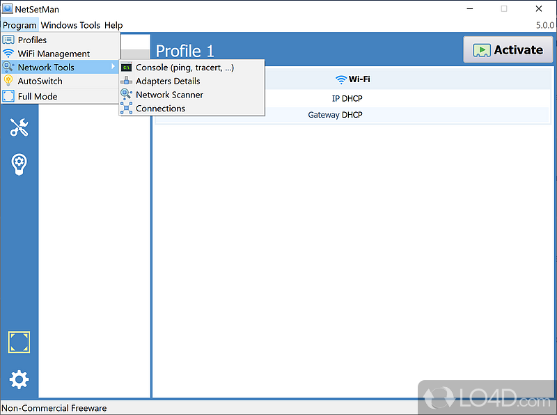 Switch between configuration profiles - Screenshot of NetSetMan