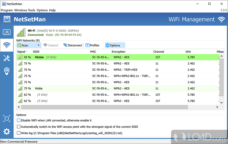 System tray accessibility - Screenshot of NetSetMan