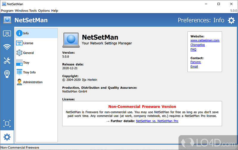 Network settings manager for Windows PC - Screenshot of NetSetMan
