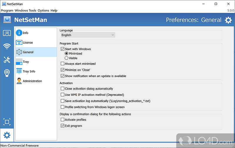 Network and system configuration - Screenshot of NetSetMan