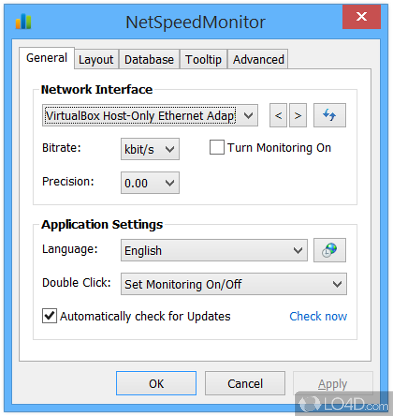 Simplistic interface - Screenshot of NetSpeedMonitor