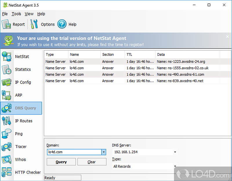 NetStat Agent: User interface - Screenshot of NetStat Agent