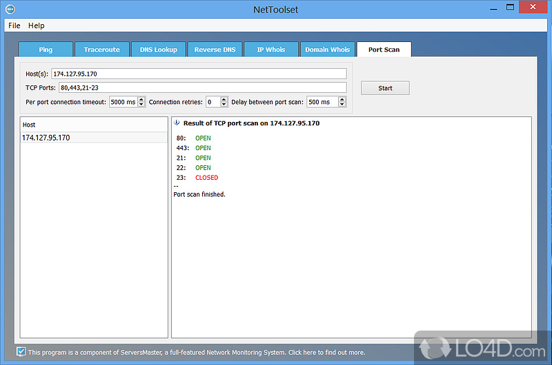 Ping, traceroute, whois tool for network administration - Screenshot of NetToolset