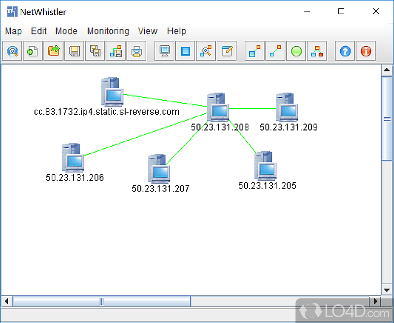 Arrange devices, link them together and save the network map with a few clicks - Screenshot of NetWhistler