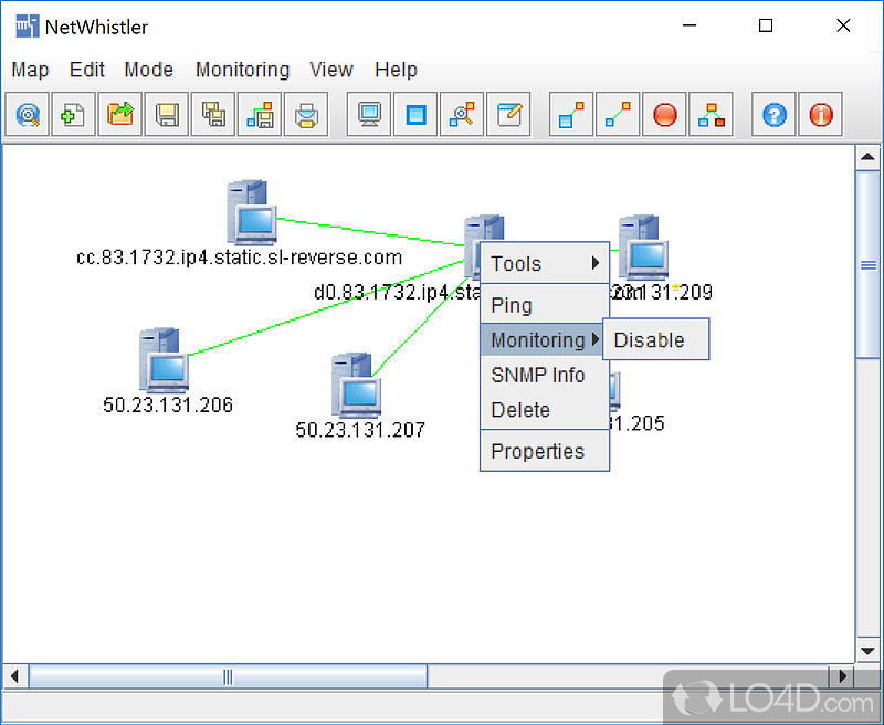 An easy to use solution for network monitoring and creating maps of connected devices - Screenshot of NetWhistler
