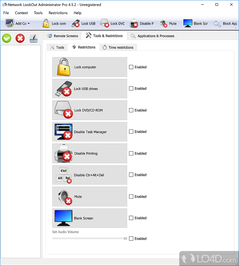 Plain user interface - Screenshot of Network LookOut Administrator Pro