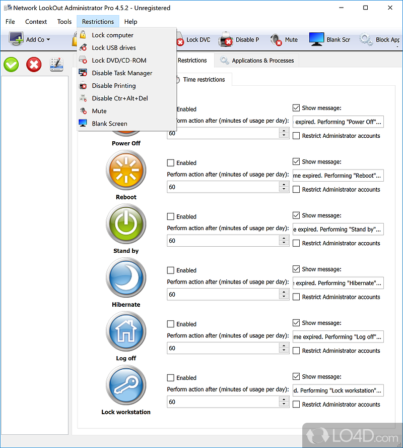 Network LookOut Administrator Pro: User interface - Screenshot of Network LookOut Administrator Pro