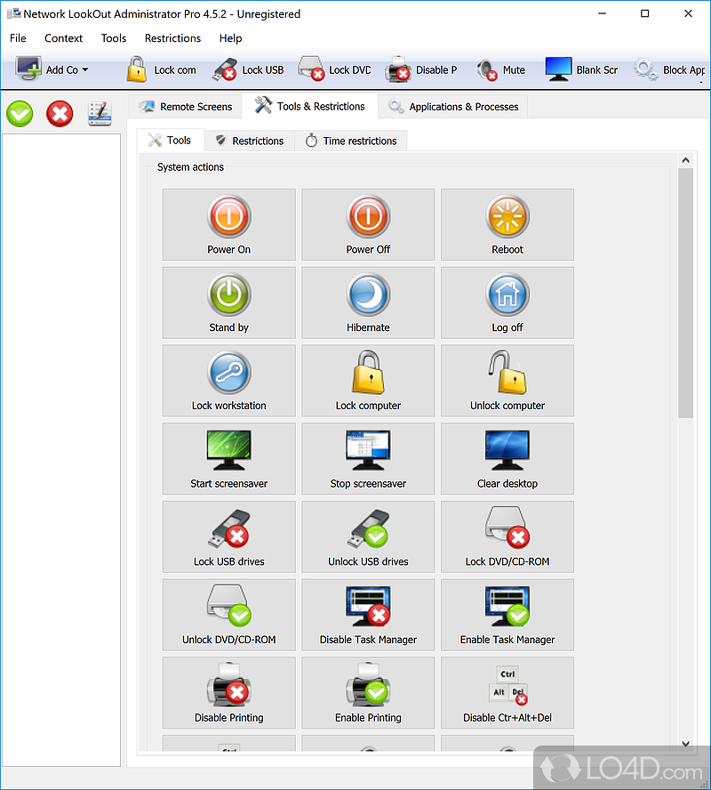 Designed to monitor activity on computers connected to a network - Screenshot of Network LookOut Administrator Pro