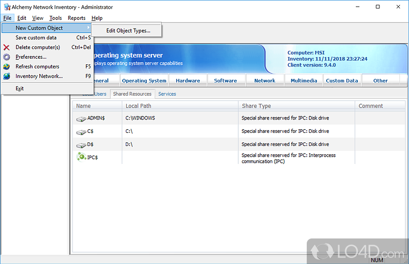 Network Management Suite: User interface - Screenshot of Network Management Suite