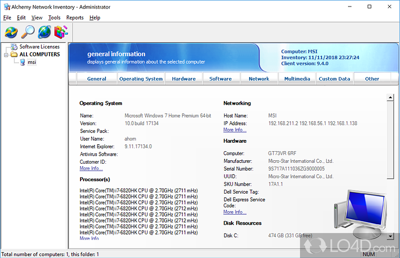 Monitor servers and inventory workstations - Screenshot of Network Management Suite