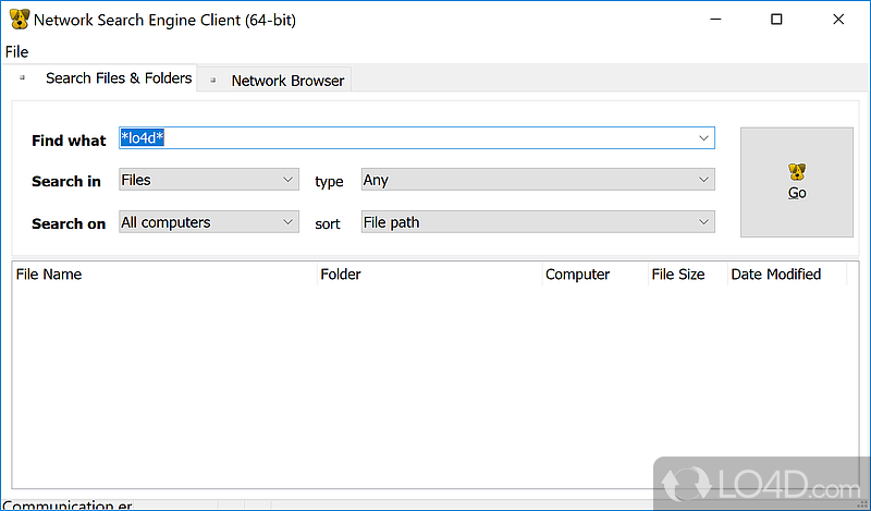 Network Search Engine: User interface - Screenshot of Network Search Engine