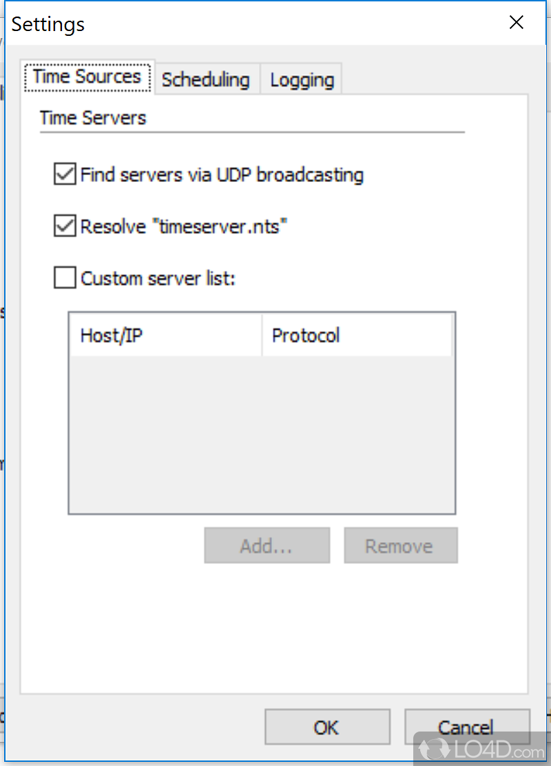 Configure internal or external time sources - Screenshot of Network Time System