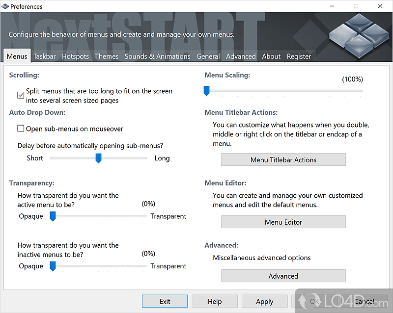Windows User Interface Replacement - Screenshot of NextSTART
