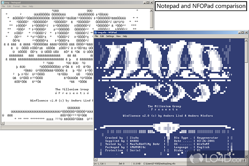 Small and nfo viewer and text editor - Screenshot of NFOPad