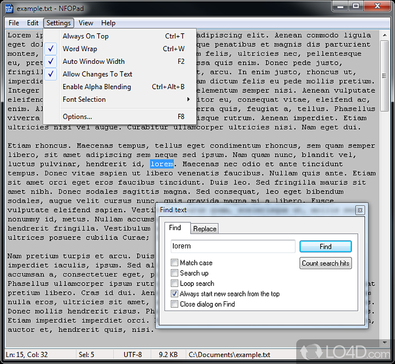 Nfo viewer and text editor with ASCII and Unicode support - Screenshot of NFOPad