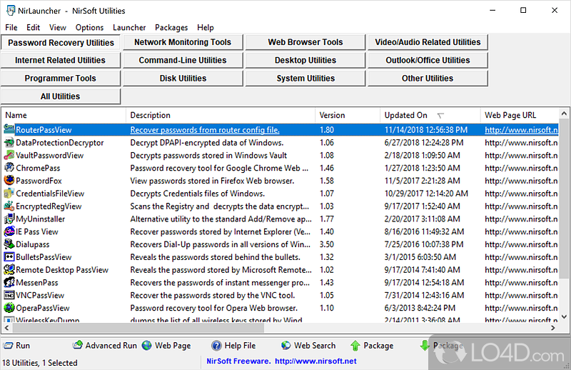 Provides you with all necessary details about the tools you want to launch - Screenshot of NirLauncher