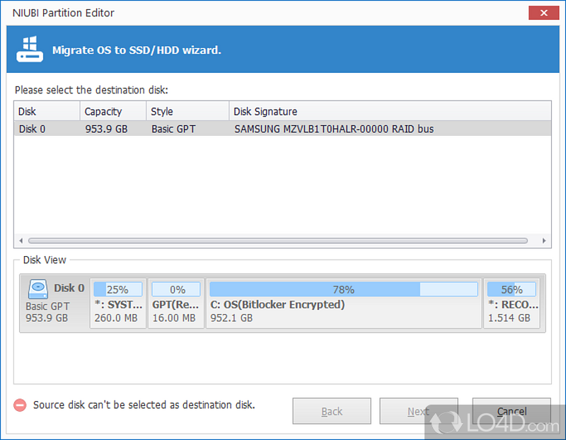 Modifying disk partition - Screenshot of NIUBI Partition Editor