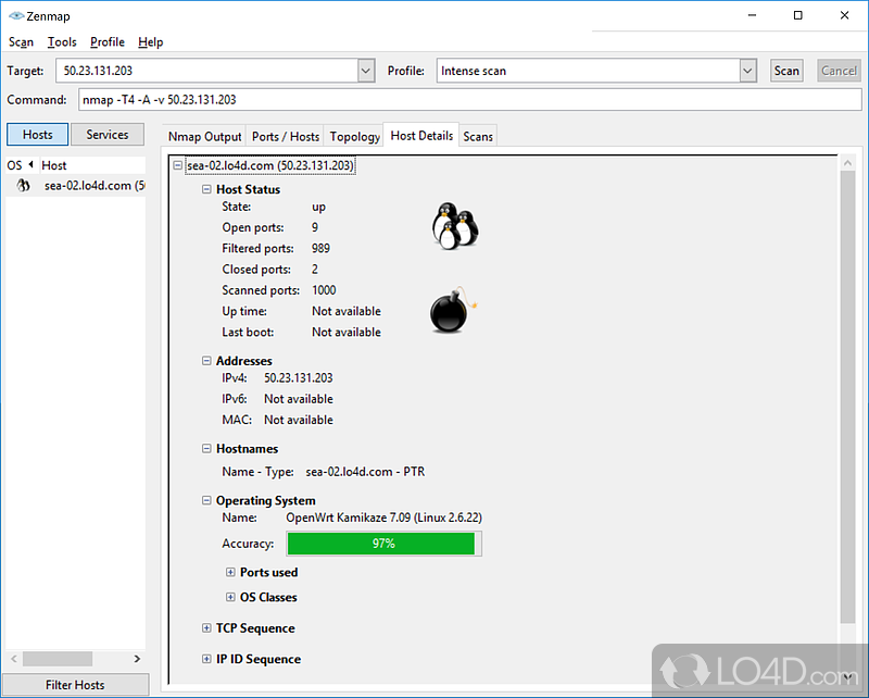 Network discovery and security auditing - Screenshot of Nmap for Windows