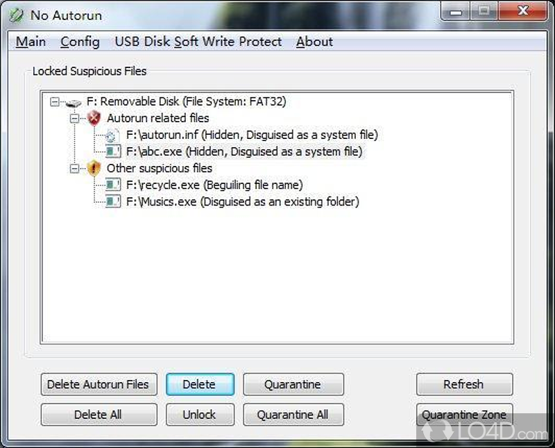 Make sure no malware or other threat from USB memory cards get into system by preventing the autorun function - Screenshot of No Autorun