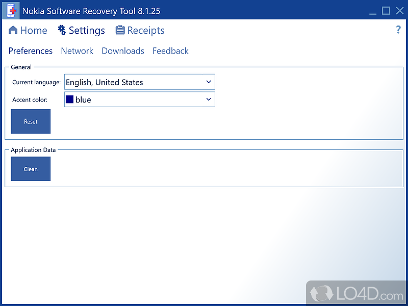 Accessible and intuitive usage - Screenshot of Nokia Software Recovery Tool