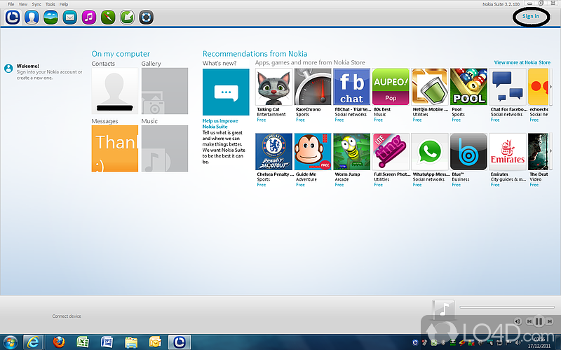 Manage files on Nokia-branded handhelds, namely send - Screenshot of Nokia Suite