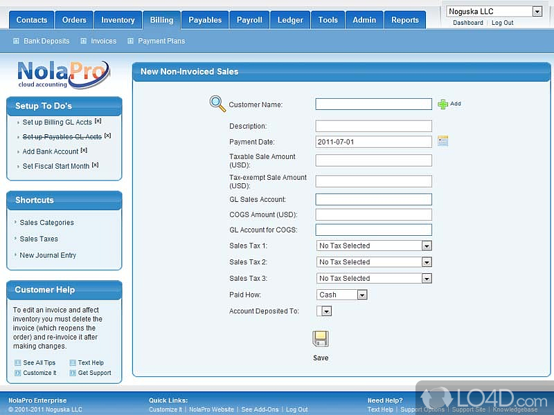 NolaPro - web-based accounting suite - Screenshot of NolaPro Free Accounting