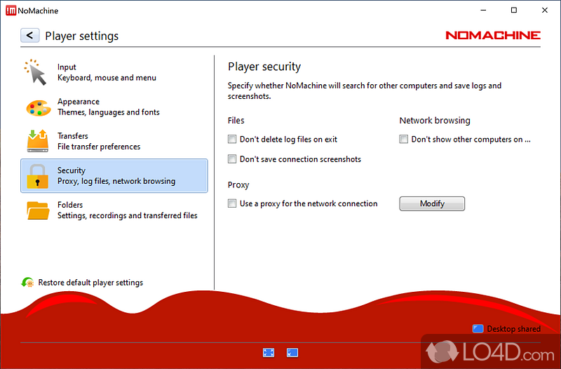 Support for H.264 codec in WebRTC sessions - Screenshot of NoMachine