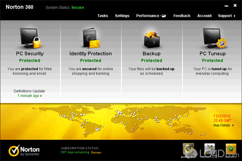 Rapid installation and clear-cut interface - Screenshot of Norton 360