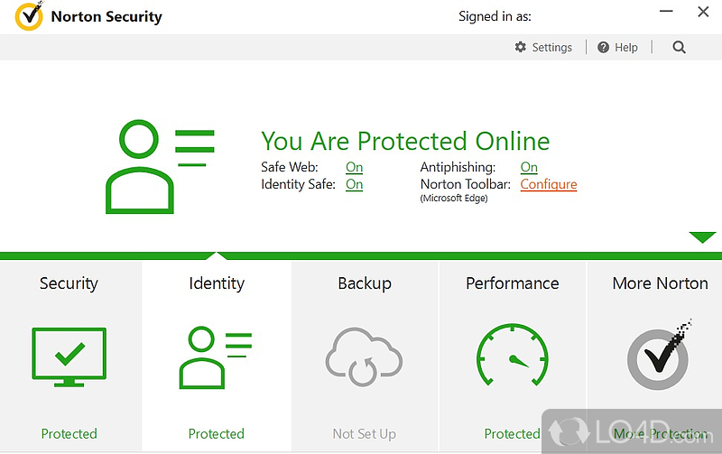 Installation and interface - Screenshot of Norton Security Premium